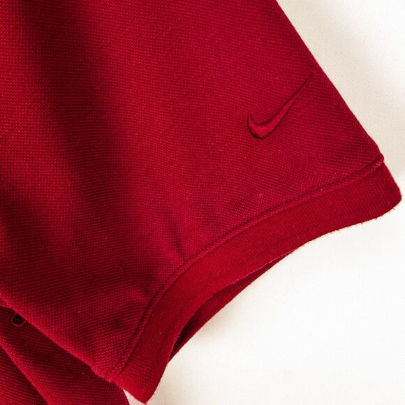 Nike Polo Dri-Fit Polo Men's Medium Logo Short Sleeve Red Cotton Blend Pique - Picture 4 of 11